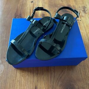 Stuart Weitzman New Black Jelly Bow Sandal, size 9